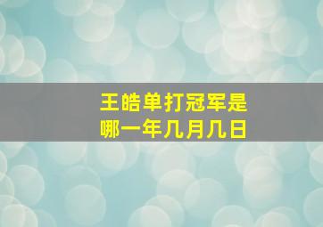 王皓单打冠军是哪一年几月几日