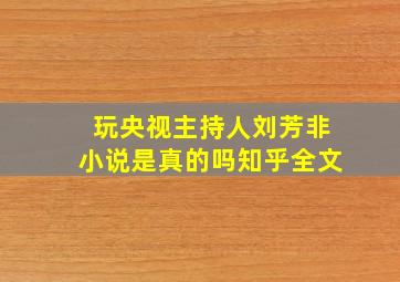 玩央视主持人刘芳非小说是真的吗知乎全文