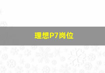 理想P7岗位