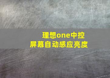 理想one中控屏幕自动感应亮度