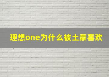 理想one为什么被土豪喜欢