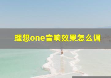 理想one音响效果怎么调