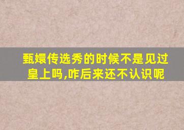 甄嬛传选秀的时候不是见过皇上吗,咋后来还不认识呢