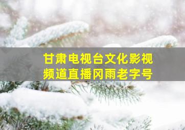 甘肃电视台文化影视频道直播冈雨老字号