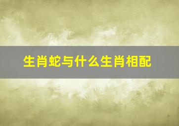 生肖蛇与什么生肖相配