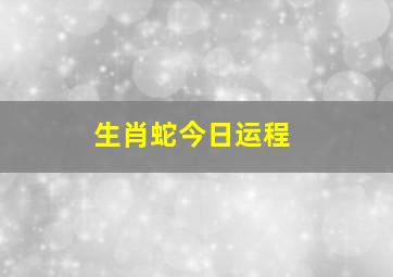 生肖蛇今日运程