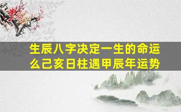 生辰八字决定一生的命运么己亥日柱遇甲辰年运势