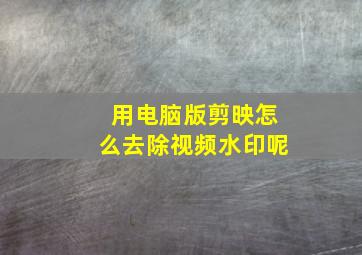 用电脑版剪映怎么去除视频水印呢