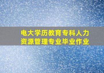 电大学历教育专科人力资源管理专业毕业作业