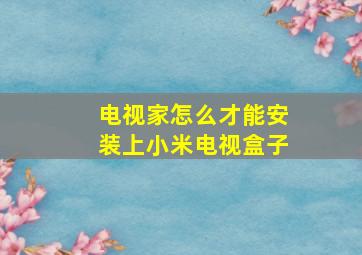 电视家怎么才能安装上小米电视盒子