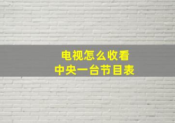 电视怎么收看中央一台节目表