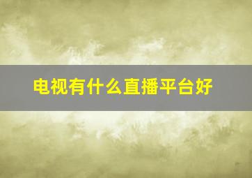 电视有什么直播平台好