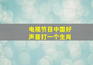 电视节目中国好声音打一个生肖