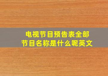 电视节目预告表全部节目名称是什么呢英文