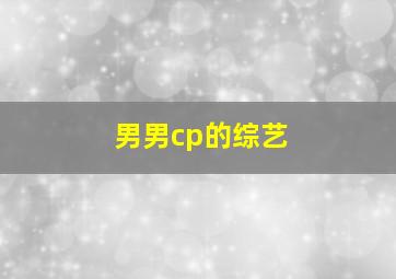 男男cp的综艺