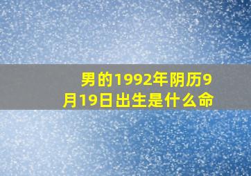 男的1992年阴历9月19日出生是什么命