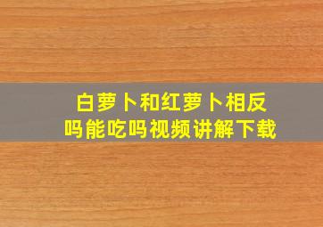 白萝卜和红萝卜相反吗能吃吗视频讲解下载