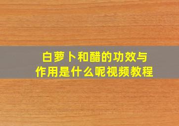 白萝卜和醋的功效与作用是什么呢视频教程