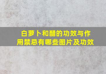 白萝卜和醋的功效与作用禁忌有哪些图片及功效