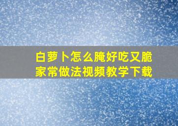 白萝卜怎么腌好吃又脆家常做法视频教学下载