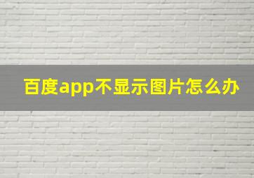 百度app不显示图片怎么办