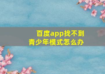 百度app找不到青少年模式怎么办