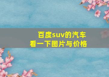 百度suv的汽车看一下图片与价格