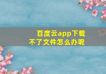 百度云app下载不了文件怎么办呢