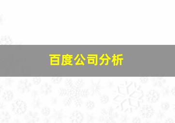 百度公司分析