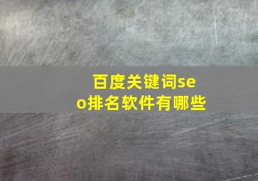 百度关键词seo排名软件有哪些