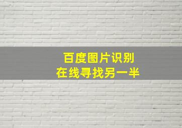 百度图片识别在线寻找另一半