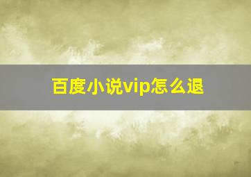 百度小说vip怎么退