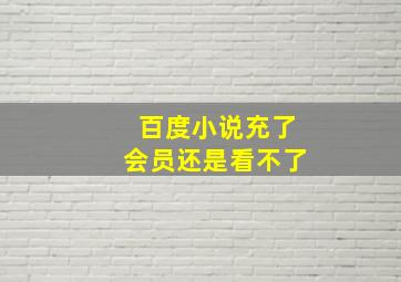 百度小说充了会员还是看不了