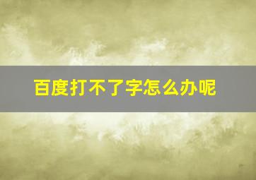 百度打不了字怎么办呢