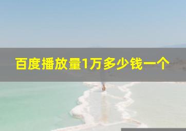 百度播放量1万多少钱一个