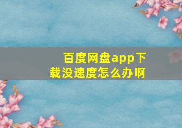 百度网盘app下载没速度怎么办啊