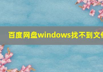 百度网盘windows找不到文件