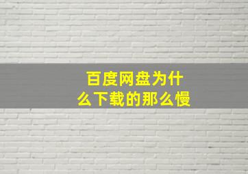 百度网盘为什么下载的那么慢