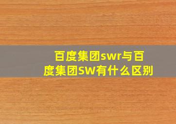 百度集团swr与百度集团SW有什么区别