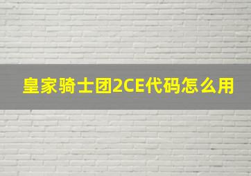 皇家骑士团2CE代码怎么用