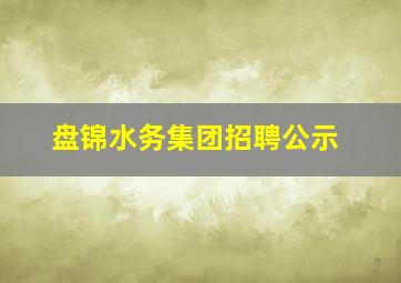 盘锦水务集团招聘公示