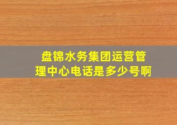 盘锦水务集团运营管理中心电话是多少号啊