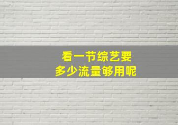 看一节综艺要多少流量够用呢