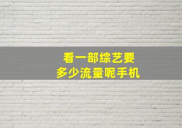 看一部综艺要多少流量呢手机