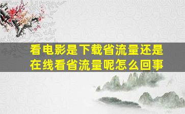 看电影是下载省流量还是在线看省流量呢怎么回事