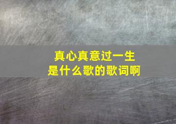 真心真意过一生是什么歌的歌词啊