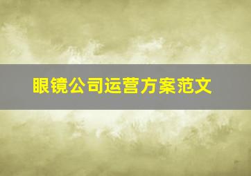 眼镜公司运营方案范文