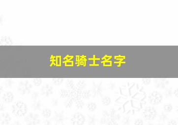 知名骑士名字