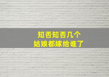 知否知否几个姑娘都嫁给谁了