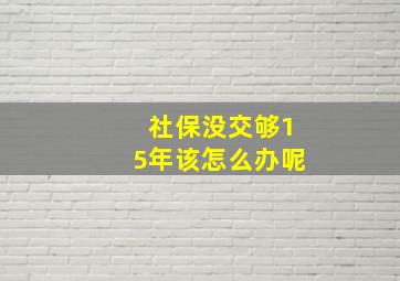 社保没交够15年该怎么办呢